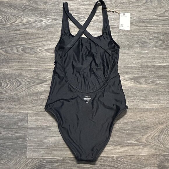 NWT Quince Medium Italian Cross-Back One Piece Swimsuit Black Swim Bathing Suit - Picture 9 of 9